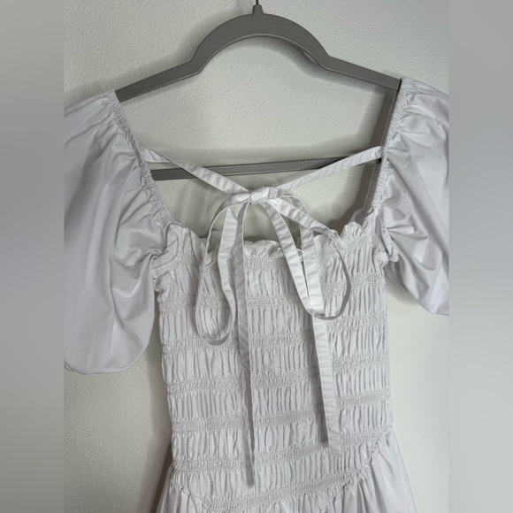 Sandy Liang Kleen White Smocked Puff
Sleeve Tie Front Mini Dress Sz 4 - Picture 7 of 16